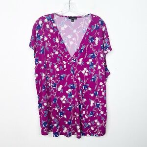 LANE BRYANT | V-Neck Floral Print Jersey‎ Knit Blouse Top Sz. 22/24